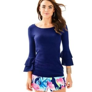Lilly Pulitzer Clare Ruffle Bell Sleeve Sweater - Extra Small